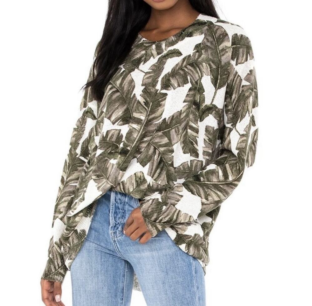 Show Me Your Mumu Woodsy Sweater M Majestic Palm Knit Boat Neck Oversized
